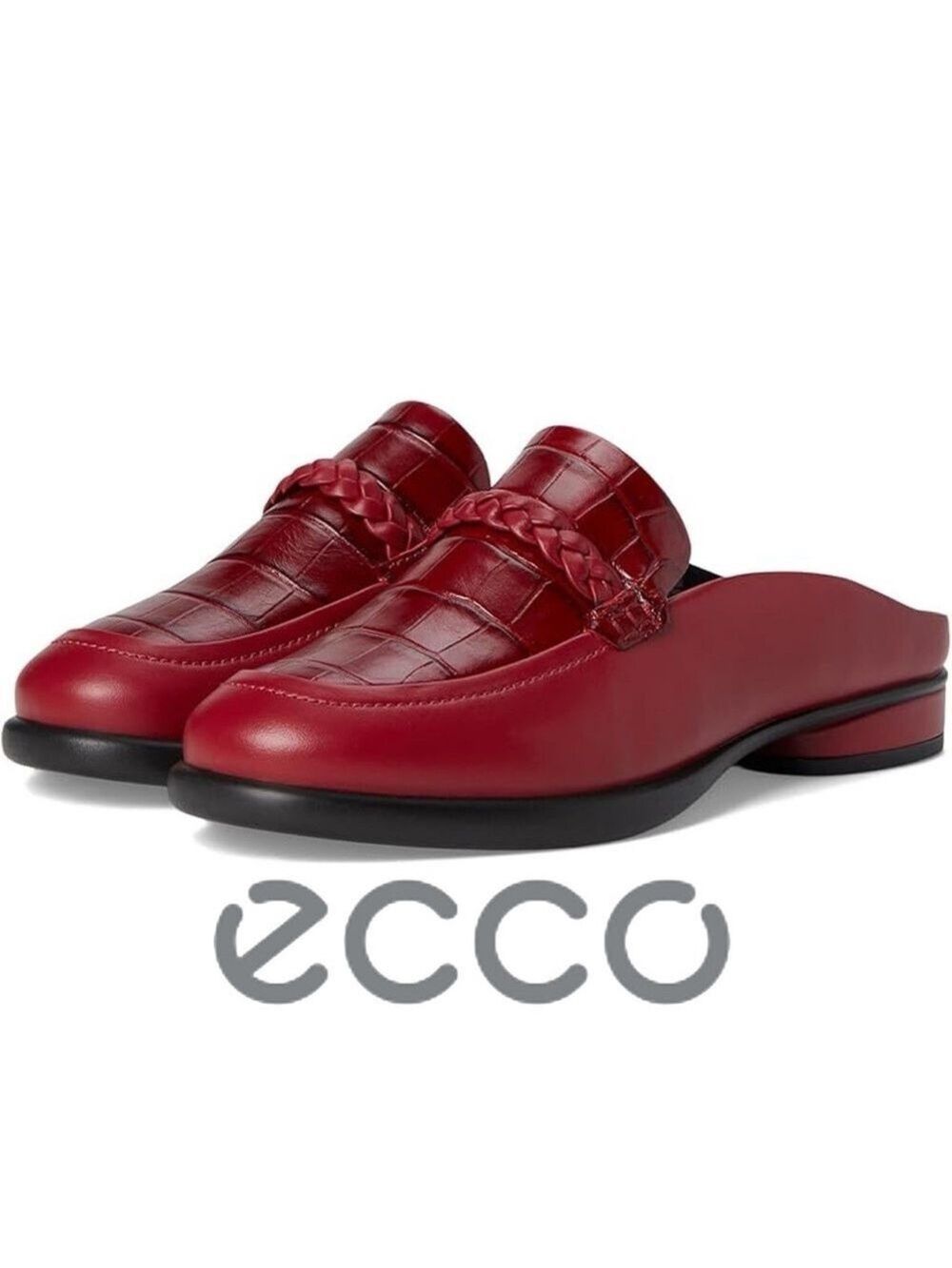 NWOB $175 ECCO Red Leather Mule